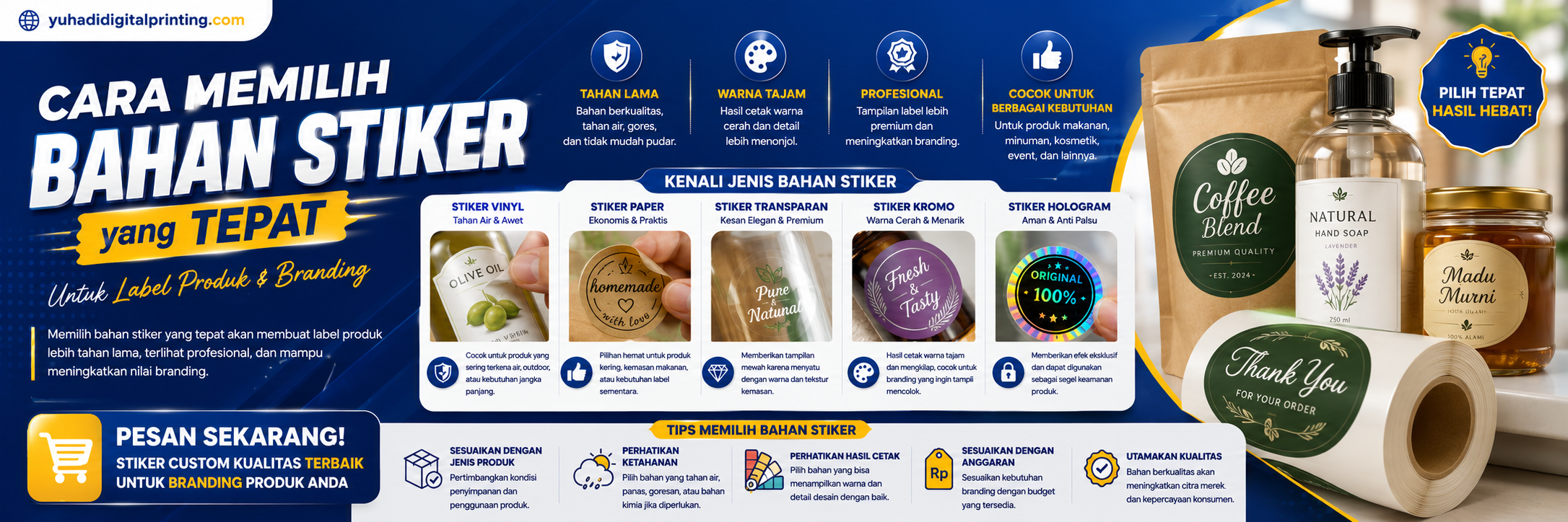 Cara Memilih Bahan Stiker yang Tepat untuk Label Produk dan Branding