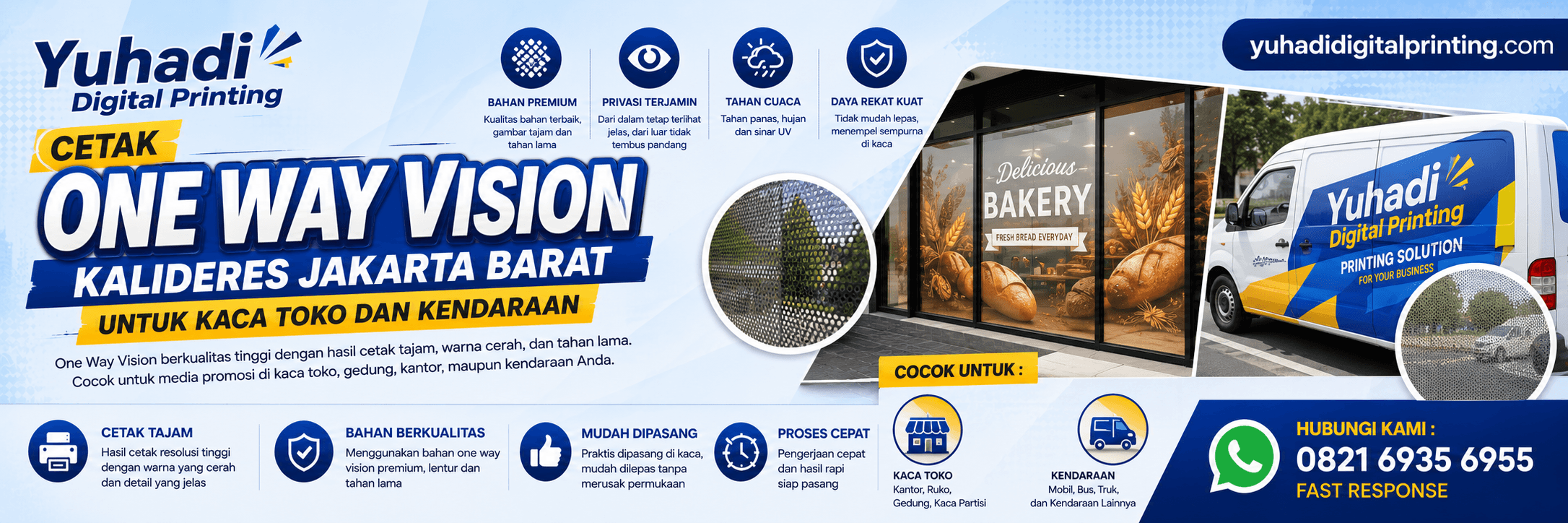 Cetak One Way Vision Kalideres Jakarta Barat untuk Kaca Toko dan Kendaraan