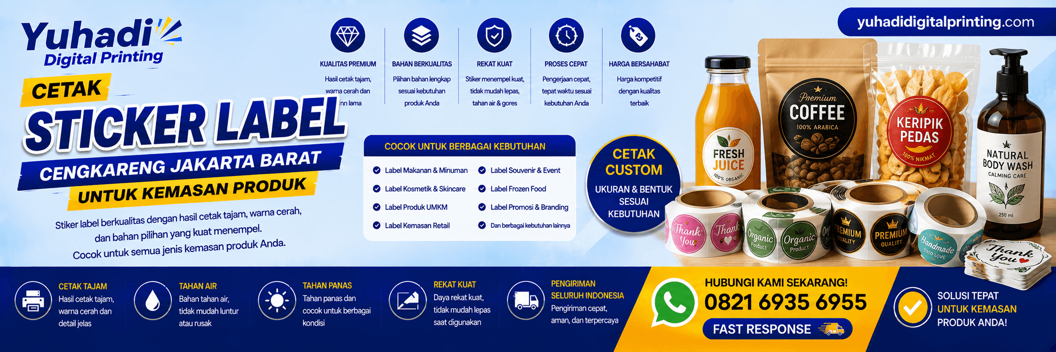 Cetak Sticker Label Cengkareng Jakarta Barat untuk Kemasan Produk