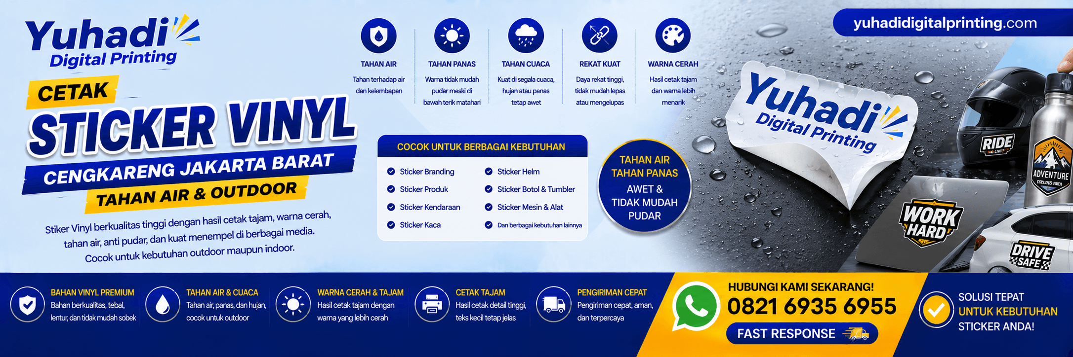 Cetak Sticker Vinyl Cengkareng Jakarta Barat Tahan Air dan Outdoor