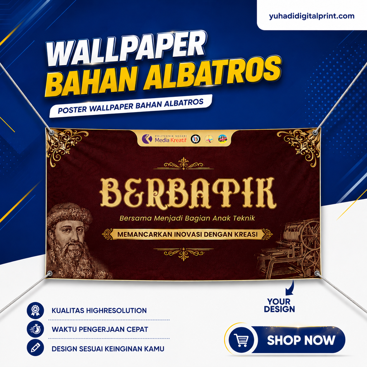 Custom Poster Wallpaper  Bahan Albatros Meteran, A0, A1, A2, A3