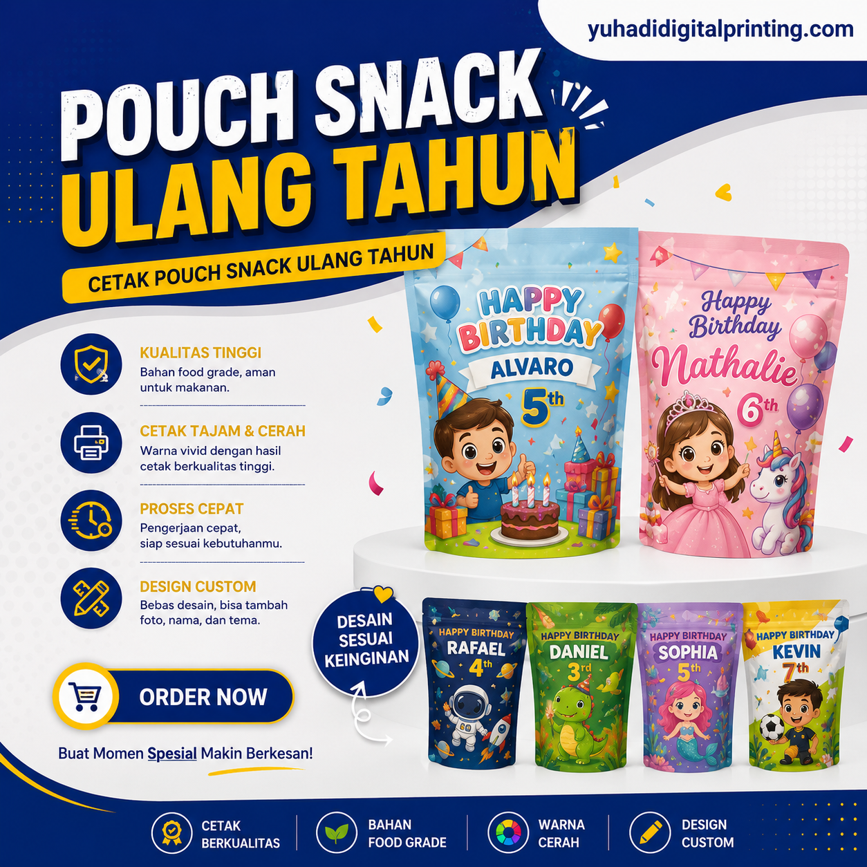 Pouch Snack Acara Tas Unik Untuk Bagi-bagi Hadiah Tas Spanduk Custom Kecil sampai Super Besar