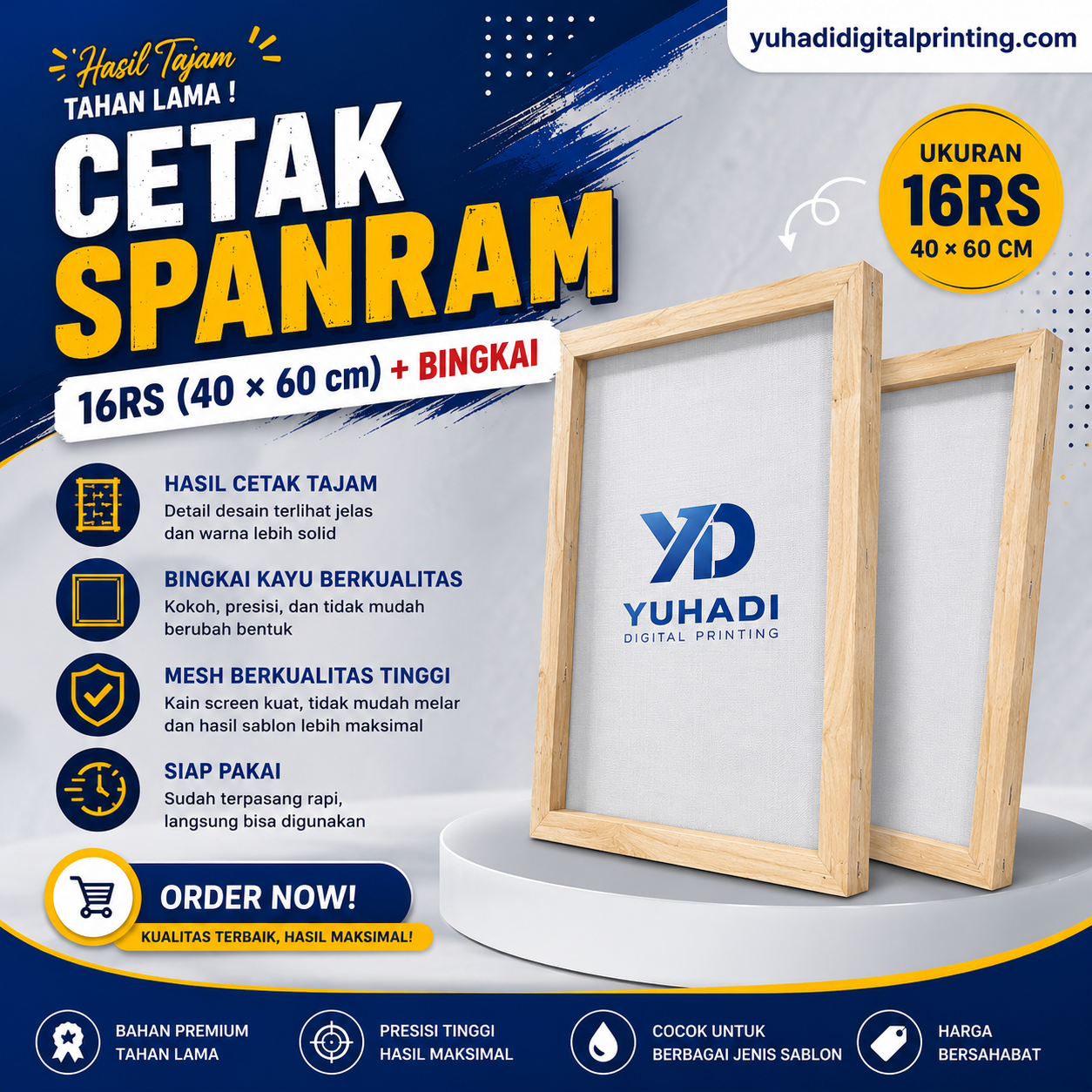 Cetak Spanram Ukuran 16RS (40x60cm) - Termasuk Bingkai