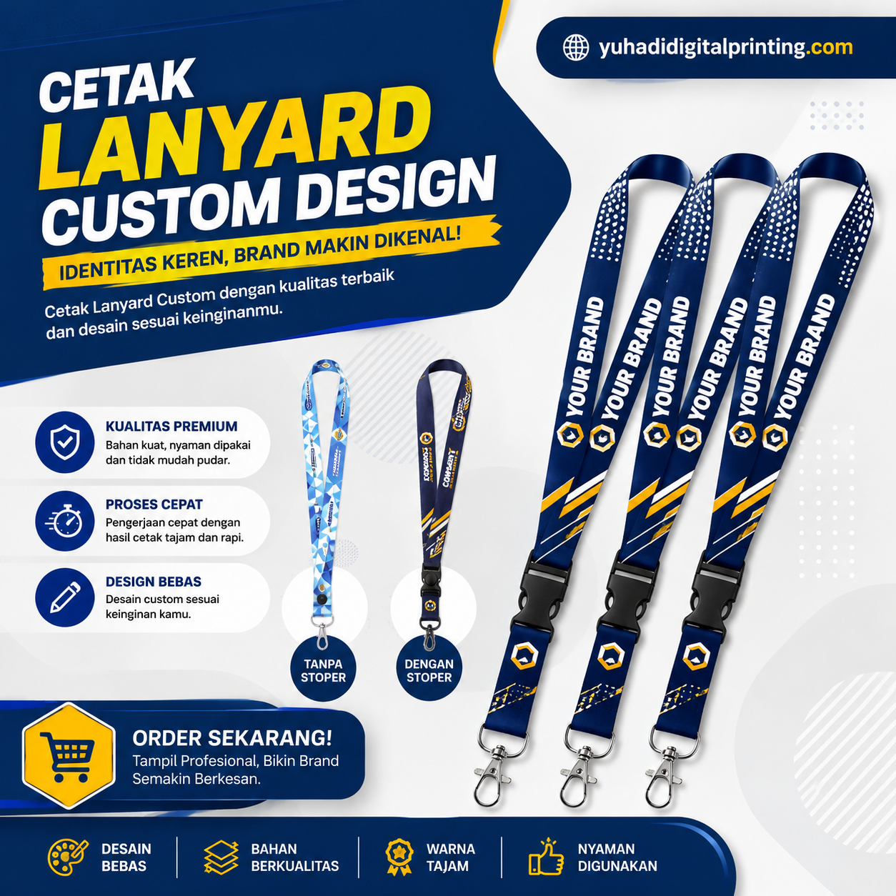 Cetak lanyard Custom | 1 Dan 2 Sisi