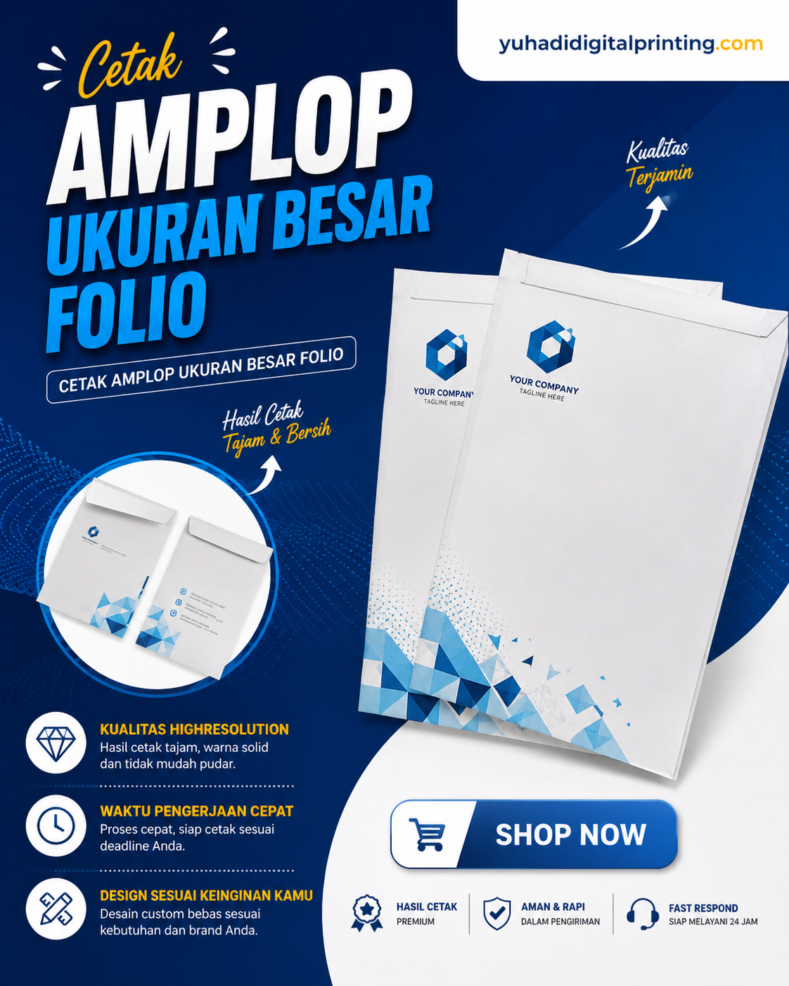 Amplop Custom Logo / Nama Ukuran Besar Folio