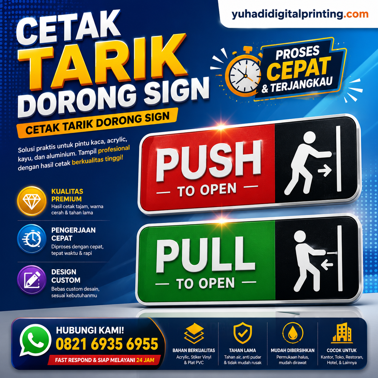 Tarik Dorong Sign Ukuran 5 x 20 cm