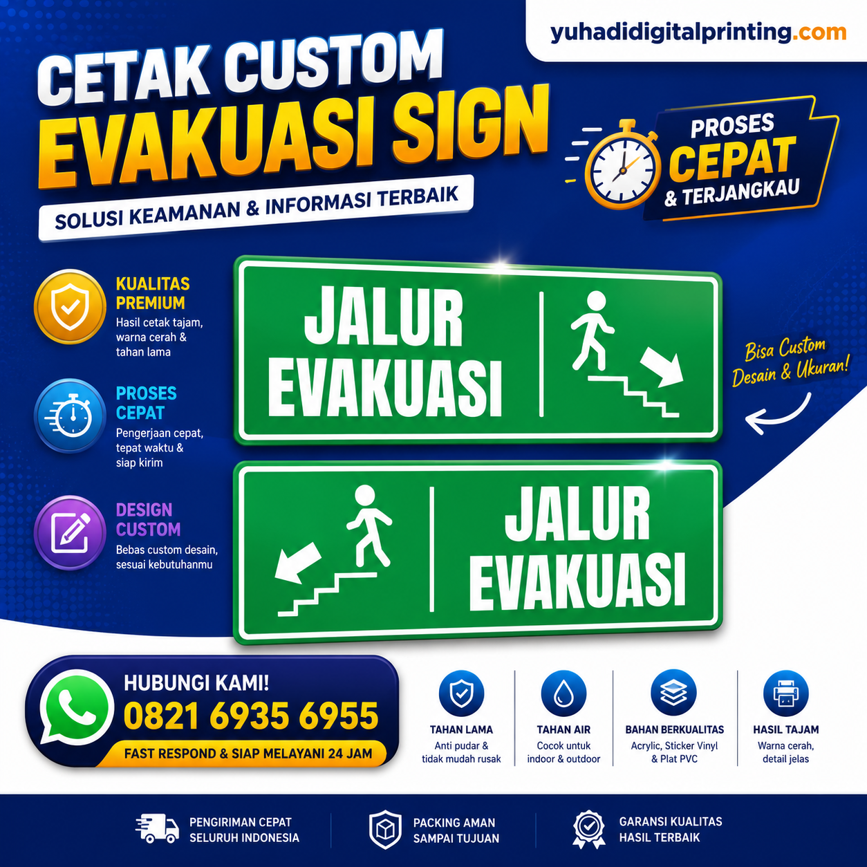 Sign Evakuasi Uk 30 x 10 cm