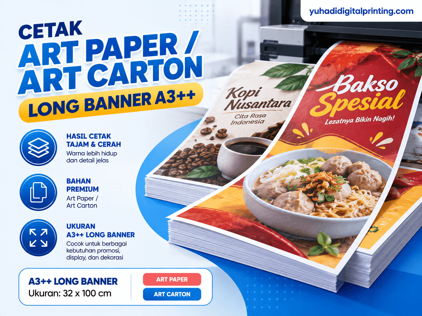 Cetak Art Paper / Art Carton Long Banner A3++