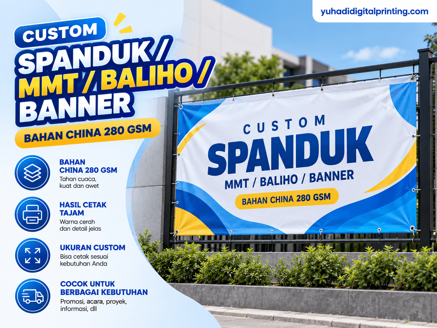 Custom Spanduk / Mmt / Baliho / Banner Bahan China 280 Gsm