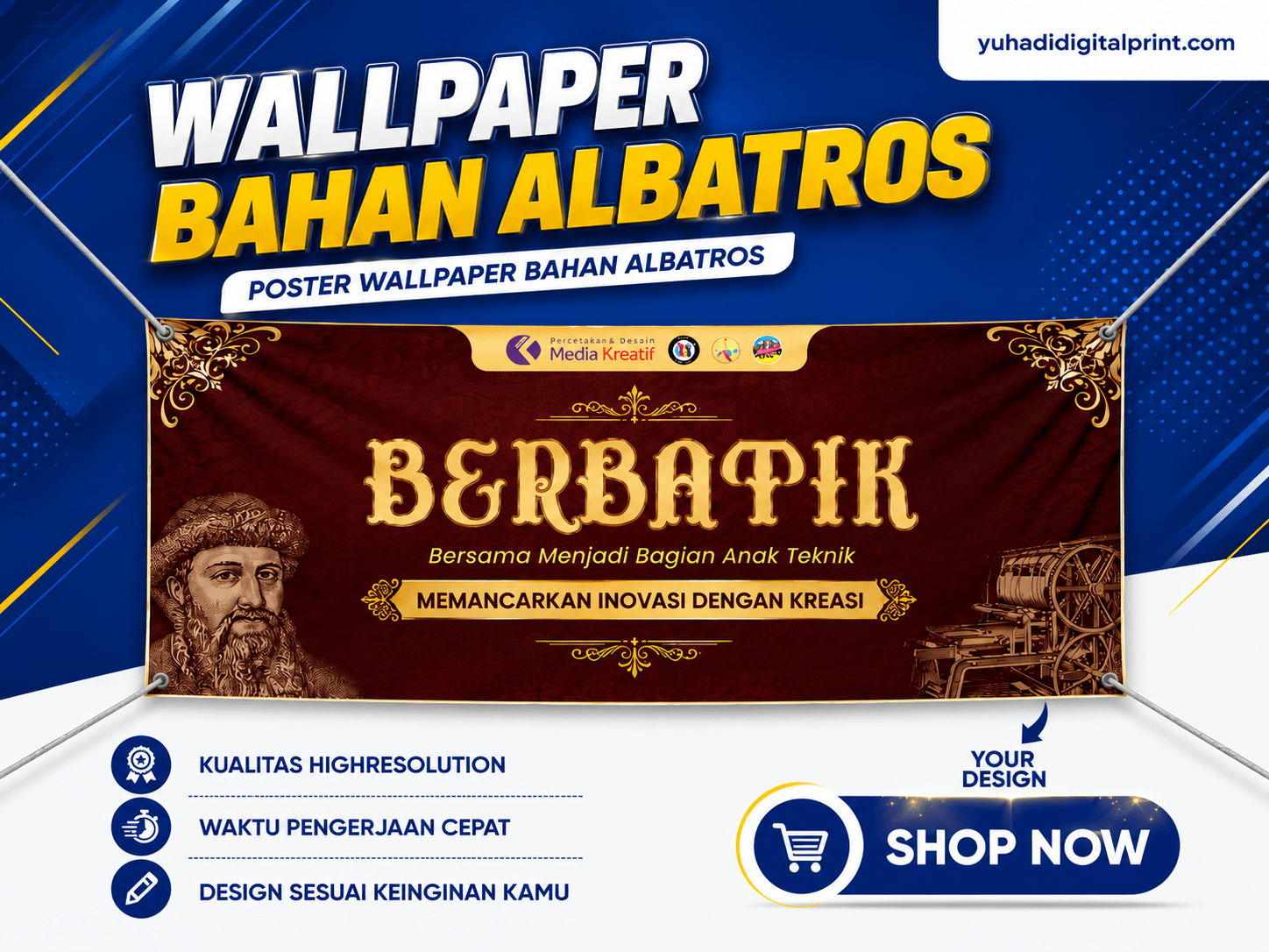 Custom Poster Wallpaper  Bahan Albatros Meteran, A0, A1, A2, A3
